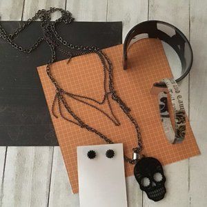 Spellbinder LazerCut Skeleton Necklace, Earrings, Thicky Toil and Trouble...